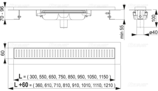 Душевой лоток AlcaPlast с порогами для перфорированной решетки 85см хром APZ1101-850